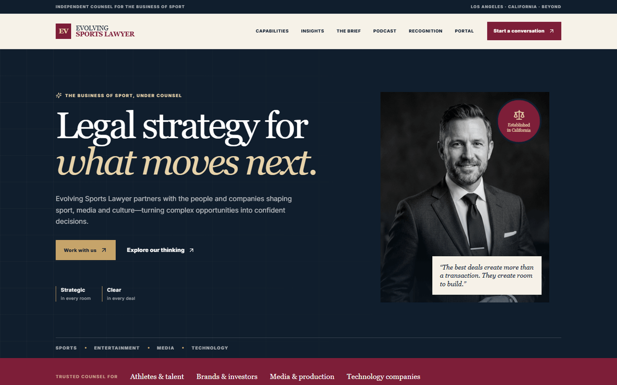 Evolving Sports Lawyer website template screenshot